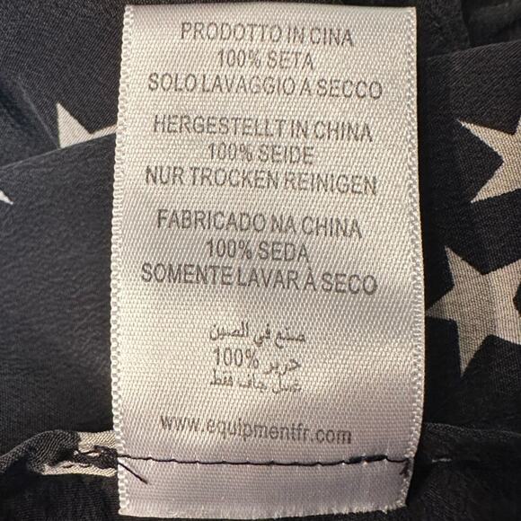 Equipment Lillian Silk Short Pajamas black + cream stars size XS Long Sleeve - Picture 8 of 13